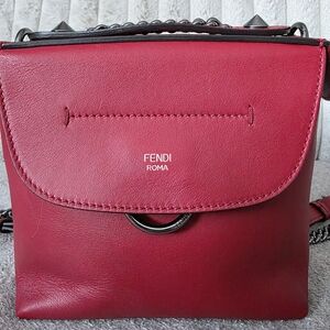 Fendi Vitello Century Mini Convertible Backpack in Red Leather